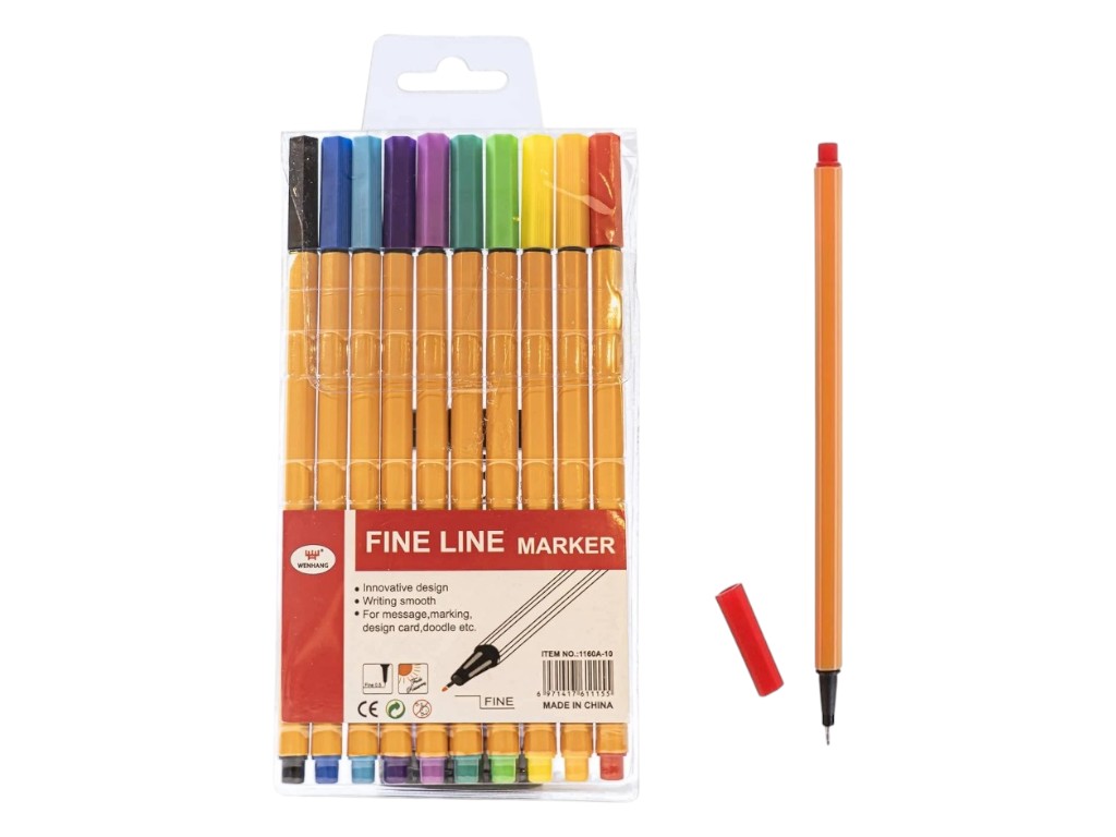 Ручки капиллярные Fine Line 10цв, WW00413ST