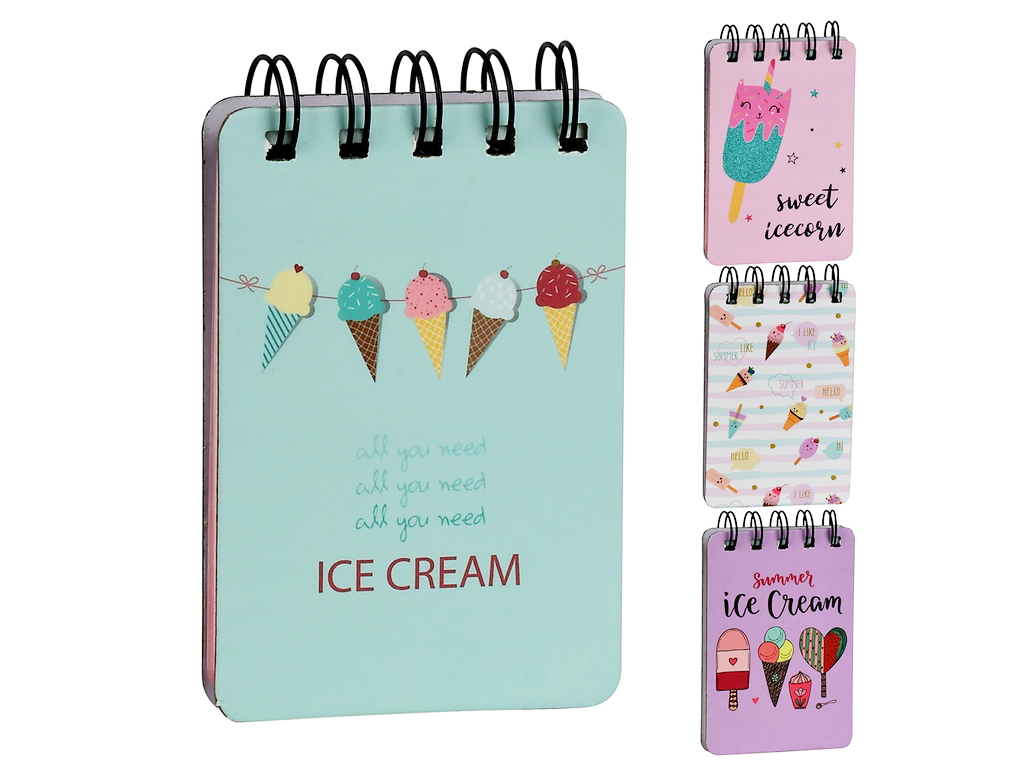 Блокнот на спирали Ice cream 10,5х7см, 55 листов