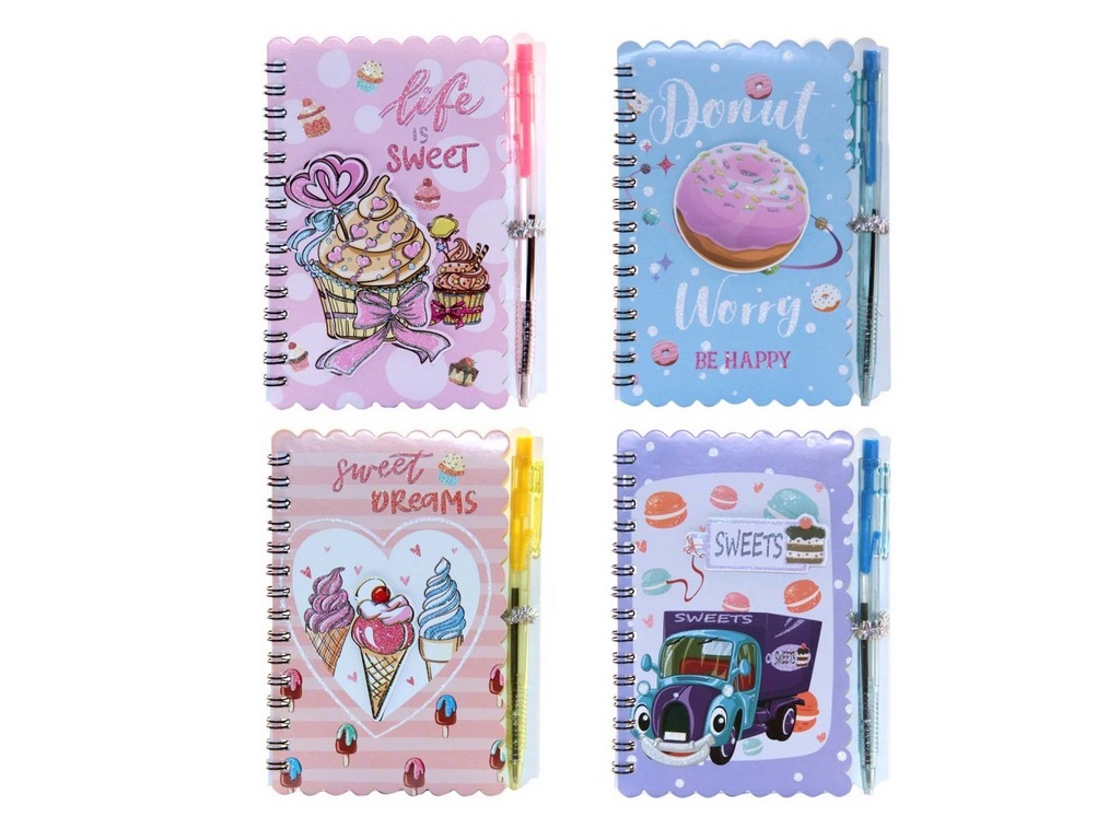 Блокнот на спіралі Sweets з ручкою 10,5х14см