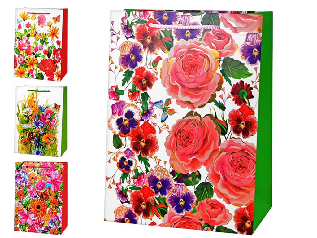 Пакет подарочный бумажный L Flowers 31х42х12 см, YM1362-L