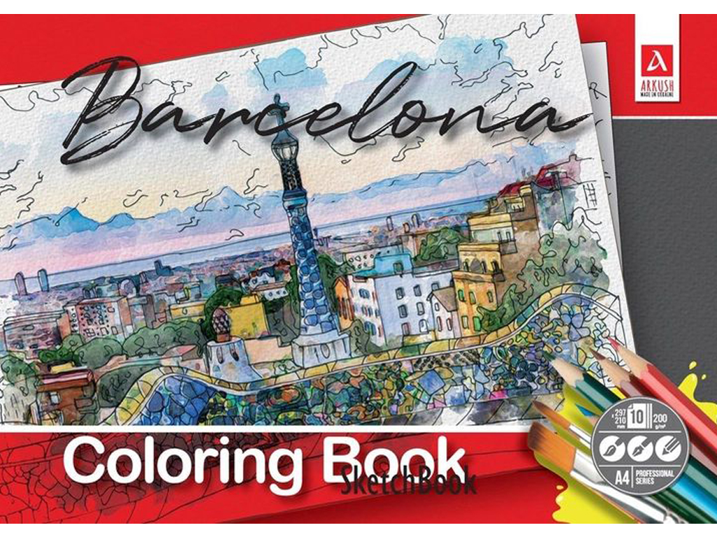 Розмальовка-Скетчбук Barcelona А4. 10 аркушів. Аркуш 1В1519