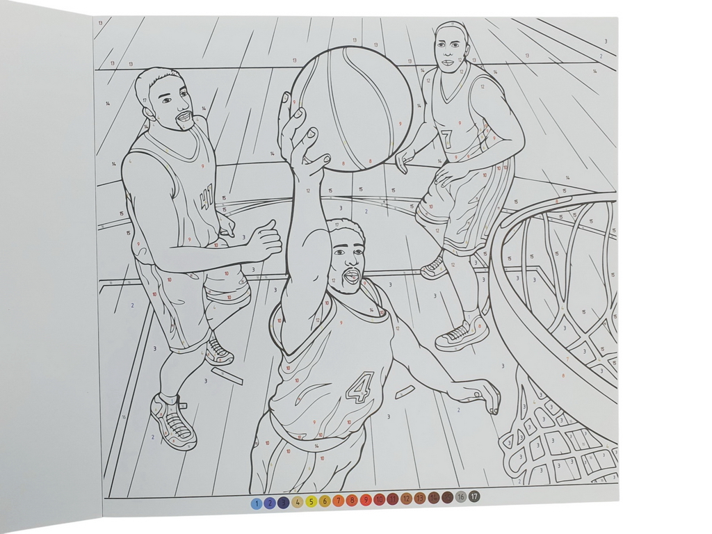 Розмальовка по номерах "Спорт", формат 24×22,7 см, 12 аркушів, Аркуш