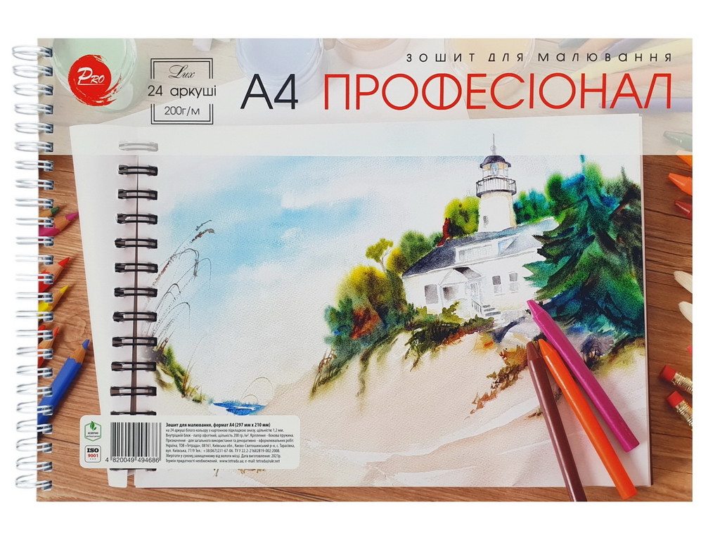 Альбом для рисования А4, 24 листа ПРОФЕССИОНАЛ на пружине (цена за 1шт)