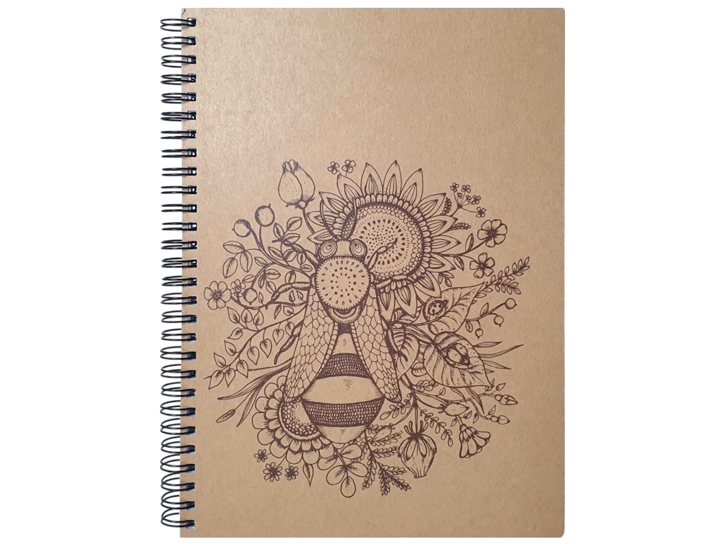 Блокнот на бічній пружині, 120 листів у клітку, крафт-обкладинка, 7 дизайнів (ціна за 1 шт)