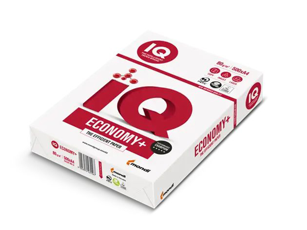 Папір офісний IQ Economy для принтера А4. 500 аркушів. Щільність 80 грам.