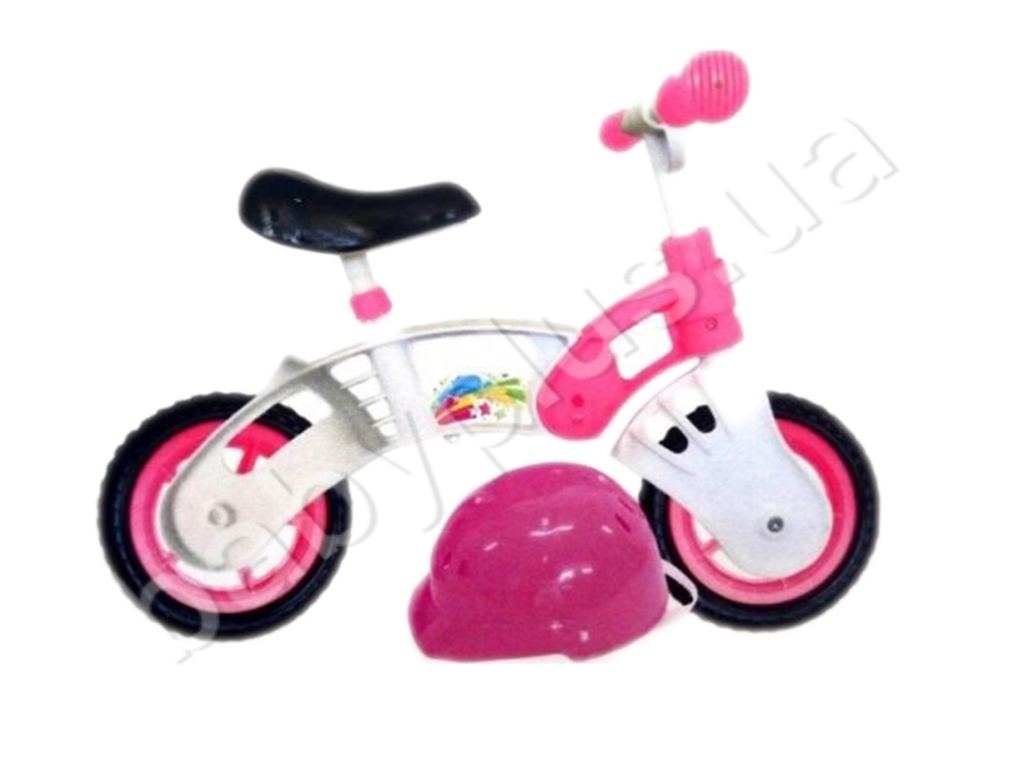 Беговел детский с каской розовый с белым Star Bike. Kinderway KW-11-013