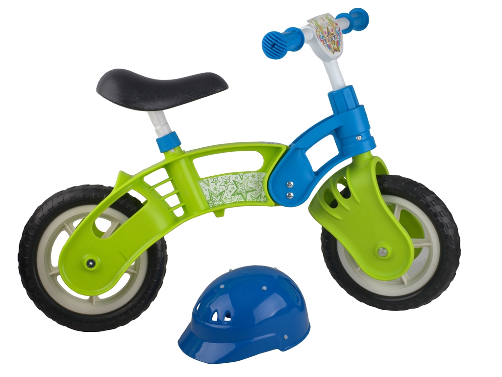 Беговел детский зеленый с каской синий Star Bike. Kinderway KW-11-013