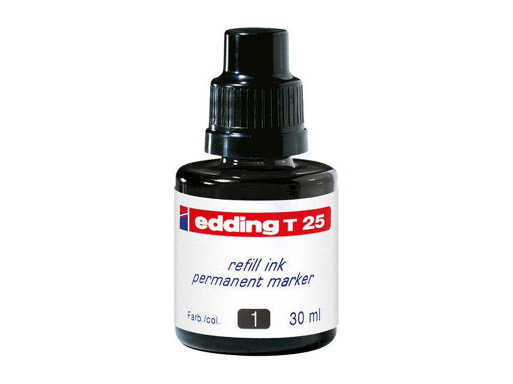 Чорнило для заправки Permanent чорне 25 мл. Edding e-T25/01