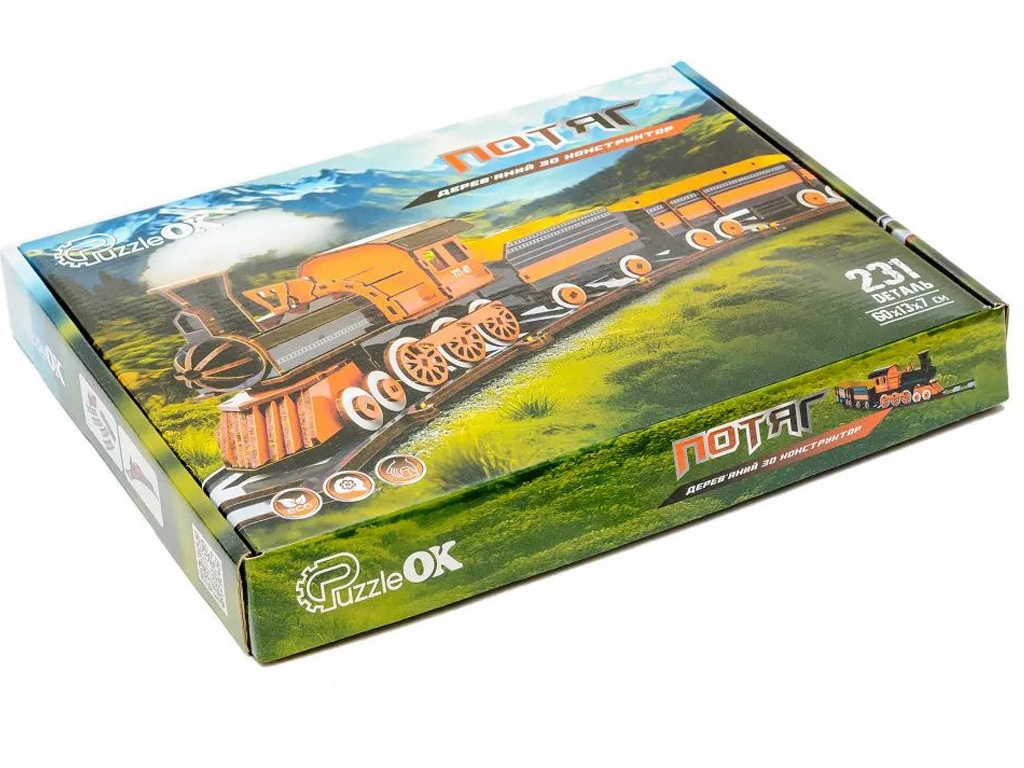 Деревянный 3D конструктор Поезд PuzzleOK Puz-00924