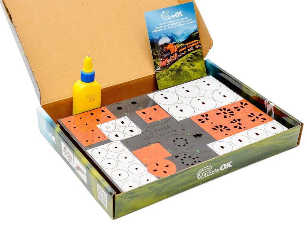 Деревянный 3D конструктор Поезд PuzzleOK Puz-00924