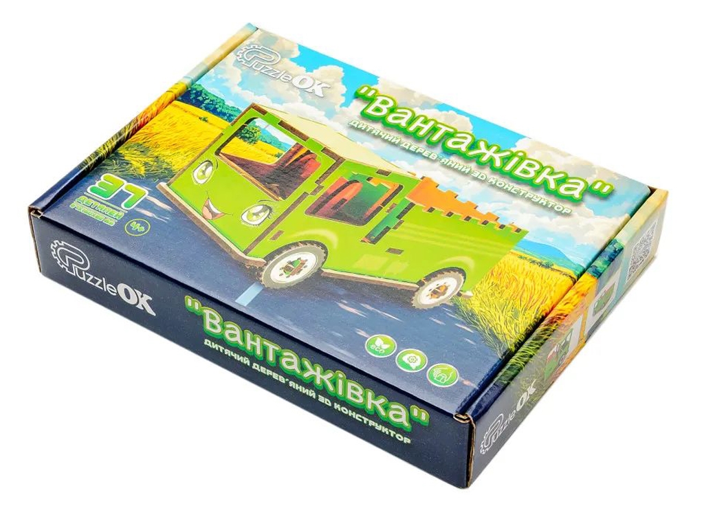 Детский деревянный 3D конструктор Грузовик, PuzzleOK Puz-00929