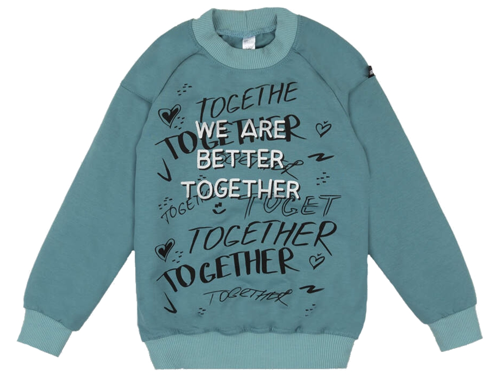 Джемпер детский для девочки Together DG-21-91-1 двунитка, Рост 134 серый/зеленый, Gabbi