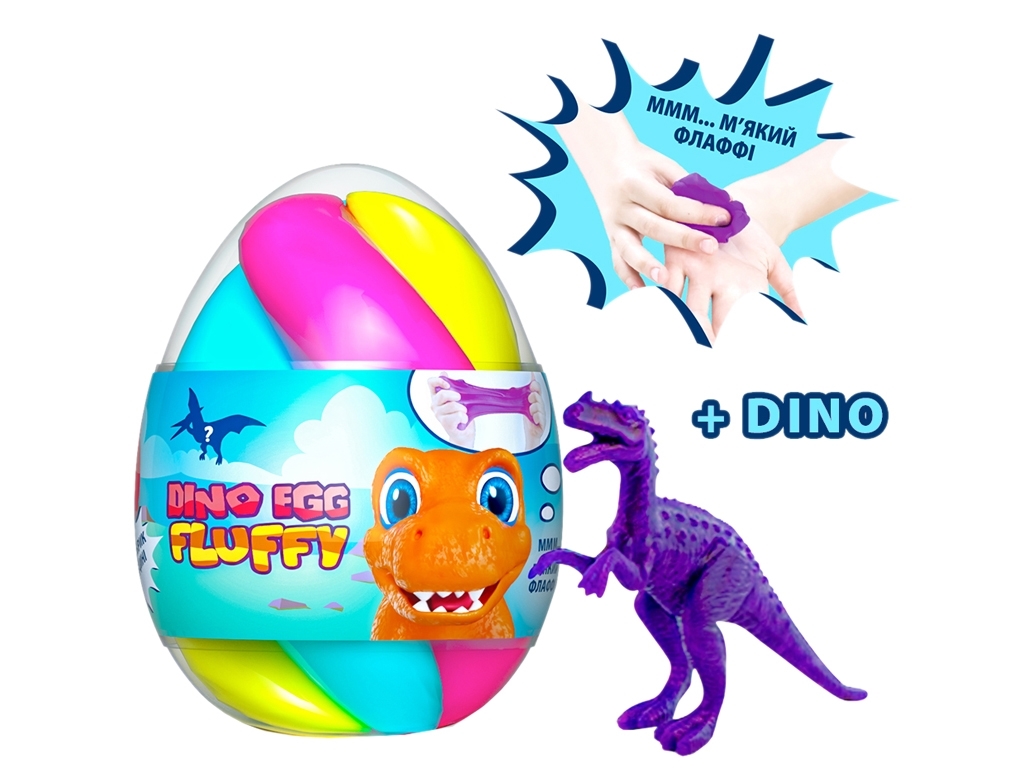 Флафф-лизун в яйце DINO EGG с динозавриком 140 мл. TM Mr.Boo 80091