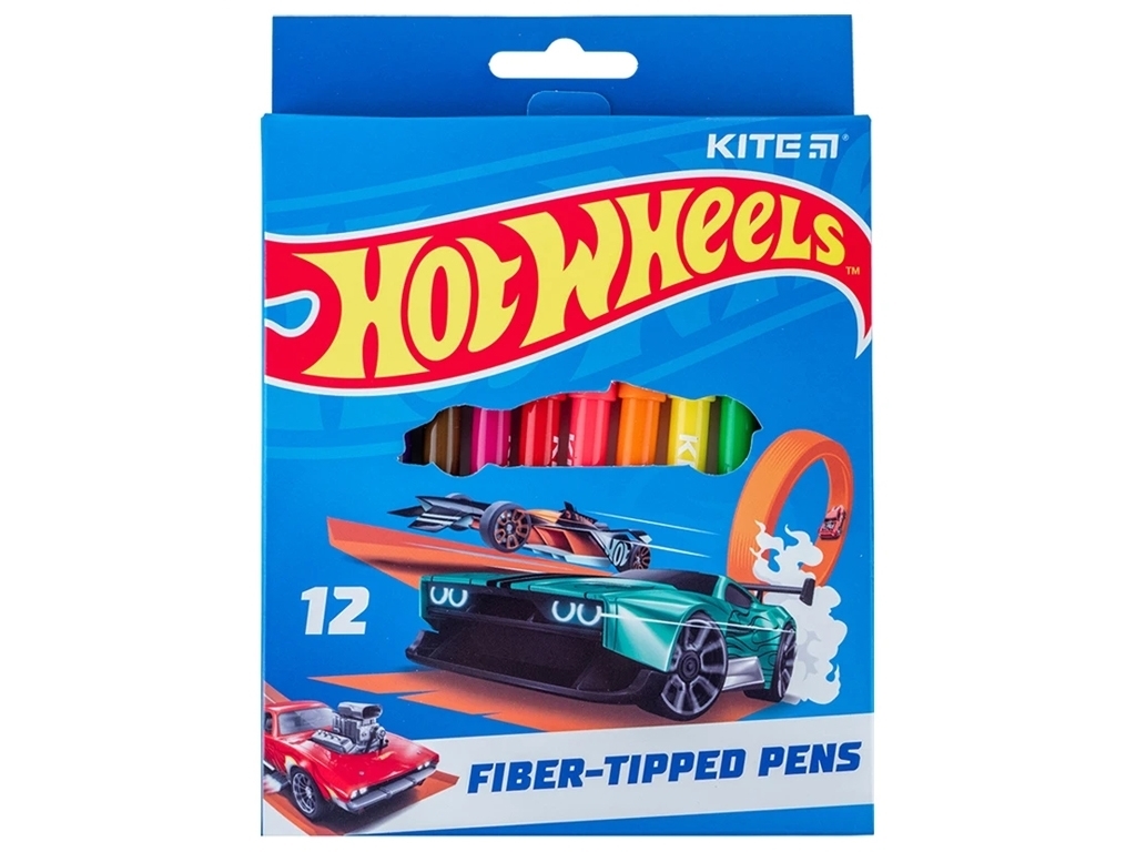 Фломастеры Hot Wheels 12 цветов, Kite