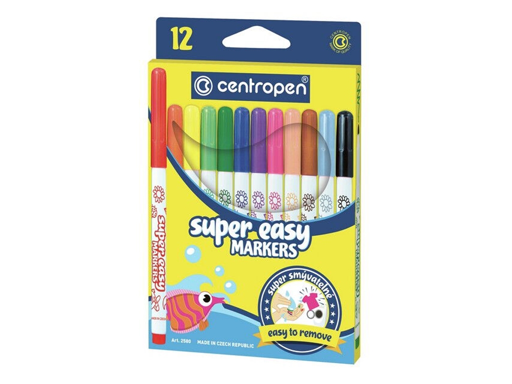 Фломастеры SUPER EASY 12 цветов. Centropen 2580
