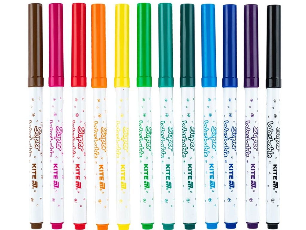 Фломастеры Creative Superwashable 12 цветов, Kite