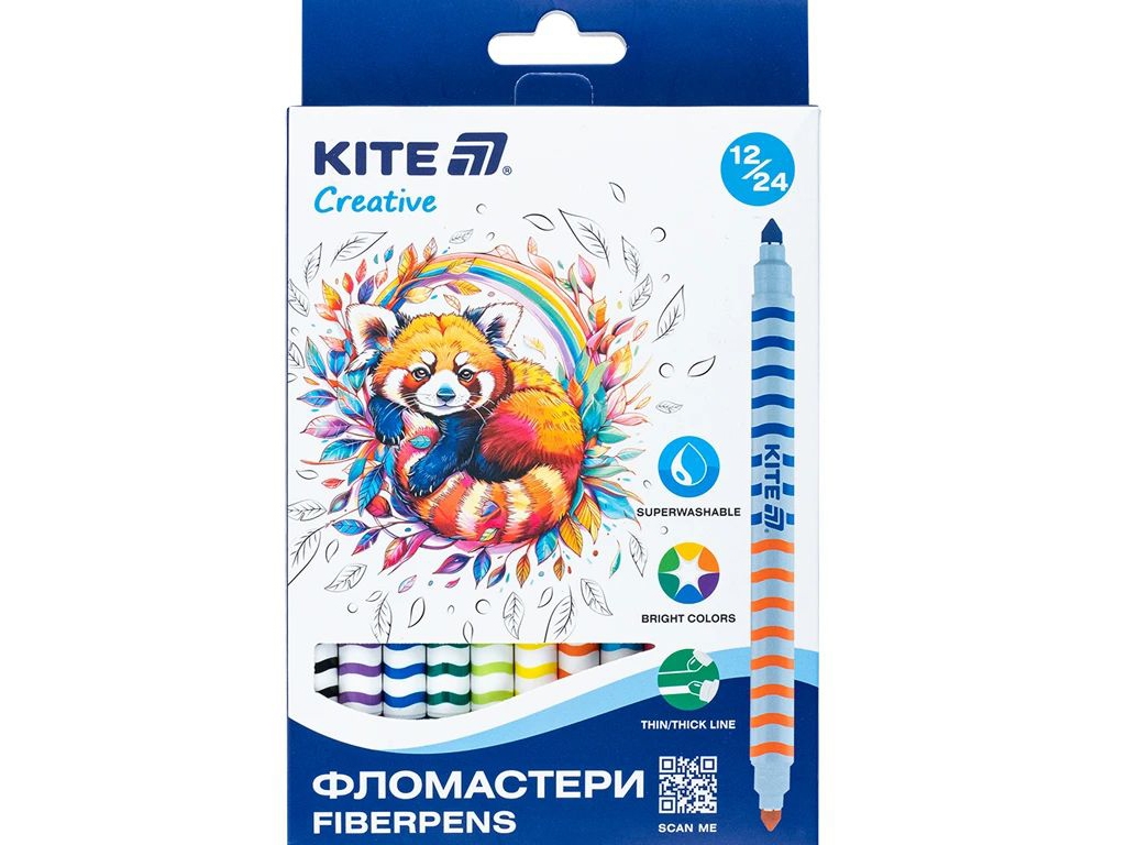 Фломастери двосторонні Creative 12 кольорів, Kite