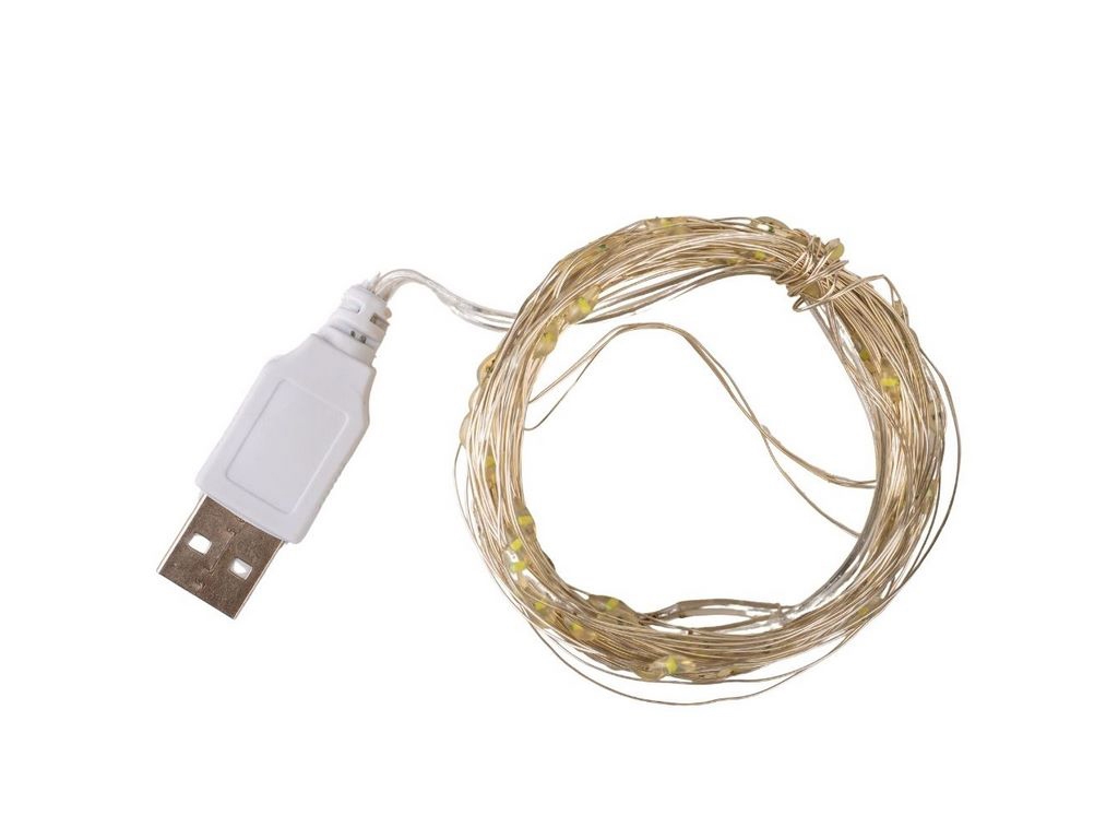 Гирлянда Роса 100LED белая от USB 10м, 9133-011