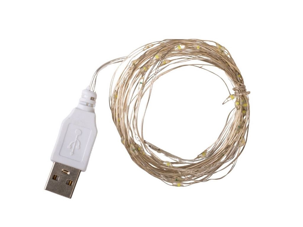 Гирлянда Роса 50LED белая от USB 5м, 9133-008