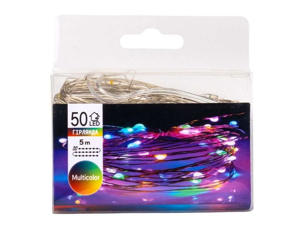 Гірлянда Роса 50LED різнокольорова на батарейках 5м, 9133-004