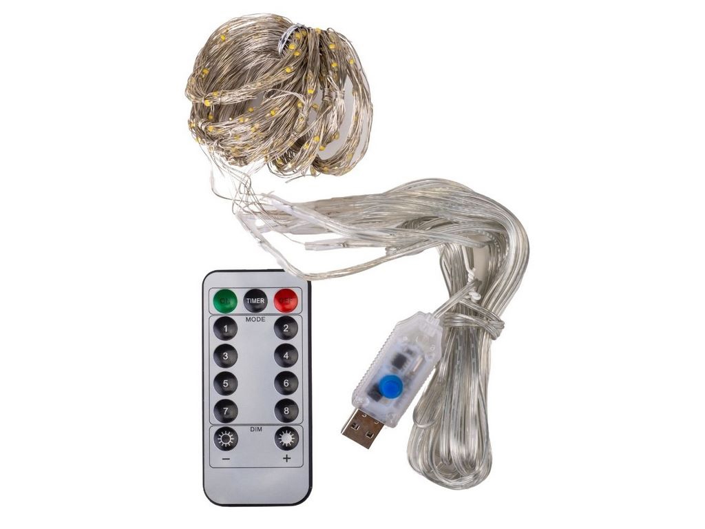 Гирлянда-штора 200LED желтая от USB 3х2м, 9133-022