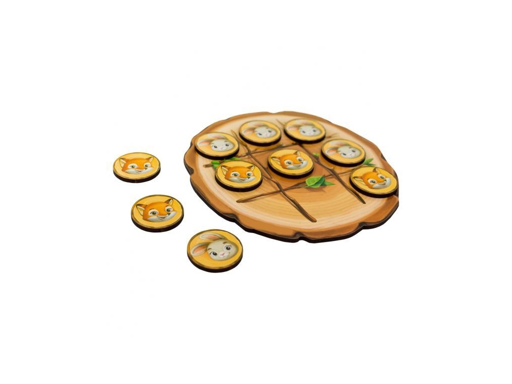 Настольная игра крестики-нолики Зайка и Лисичка, диаметр 15,5 см, Ubumblesbees