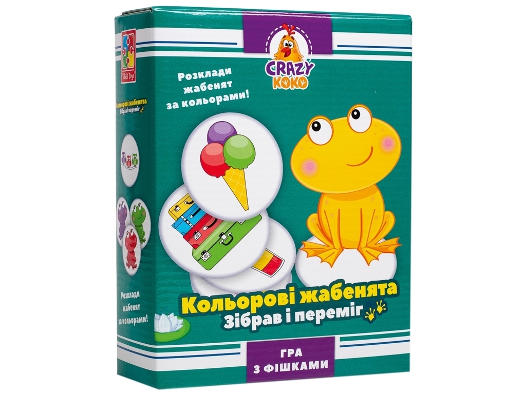 Игра настольная Цветные лягушата, сортировка цветов, Vladi Toys