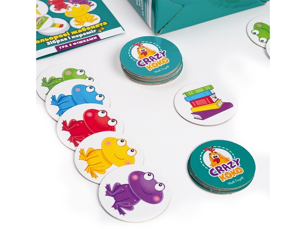 Игра настольная Цветные лягушата, сортировка цветов, Vladi Toys