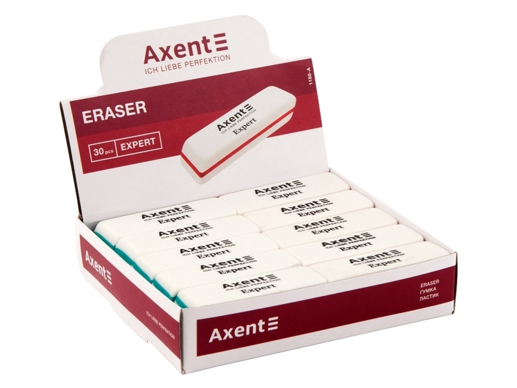 Резинка мягкая Axent Expert 1186-A 55×18×8 мм, скошенные края, ассорти, Axent