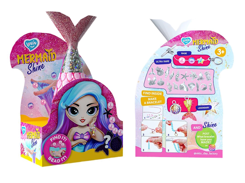 Игрушка-антистресс с набором для создания браслета Mermaid Shine, 250 мл, с бусинами, LovinDO