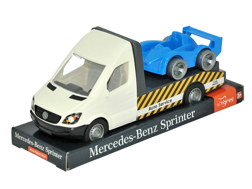 Машинка Tigres 39708 Mercedes-Benz Sprinter эвакуатор белый 1:24 с авто