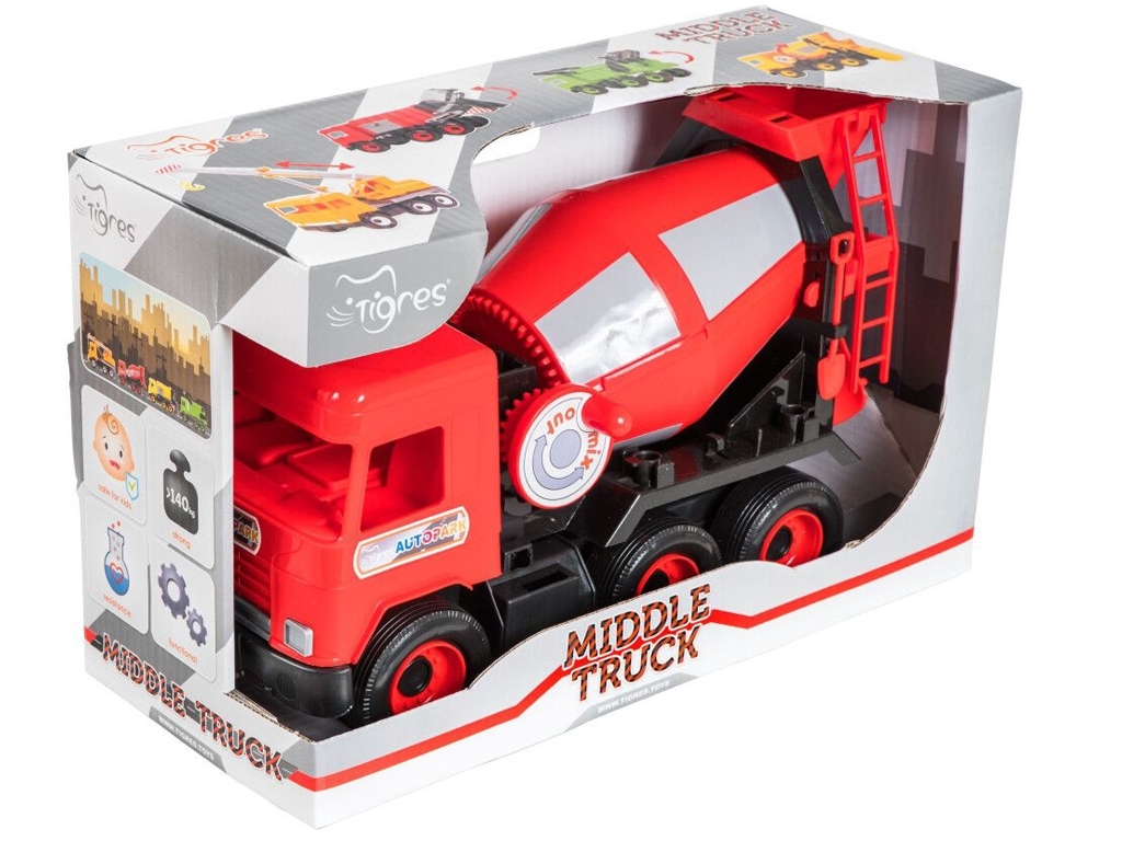 Авто Middle truck бетономешалка красный в коробке. Tigres 39489