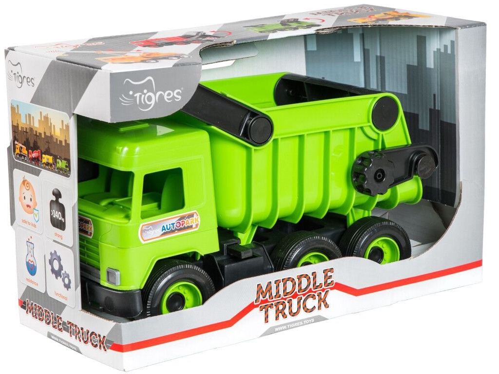 Авто Middle truck самосвал светло зеленый в коробке. Tigres 39482