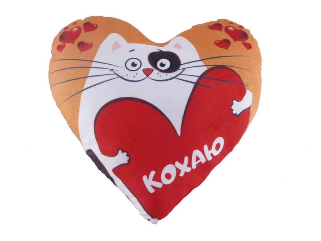 Сердце влюбленный котенок, Размер 33x35x11см, Копиця