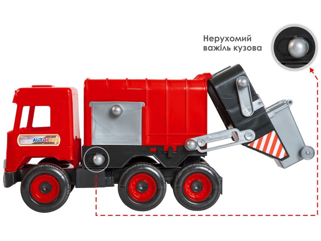 Авто Middle truck мусоровоз красный в коробке. Tigres 39488