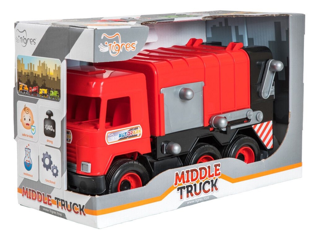 Авто Middle truck мусоровоз красный в коробке. Tigres 39488