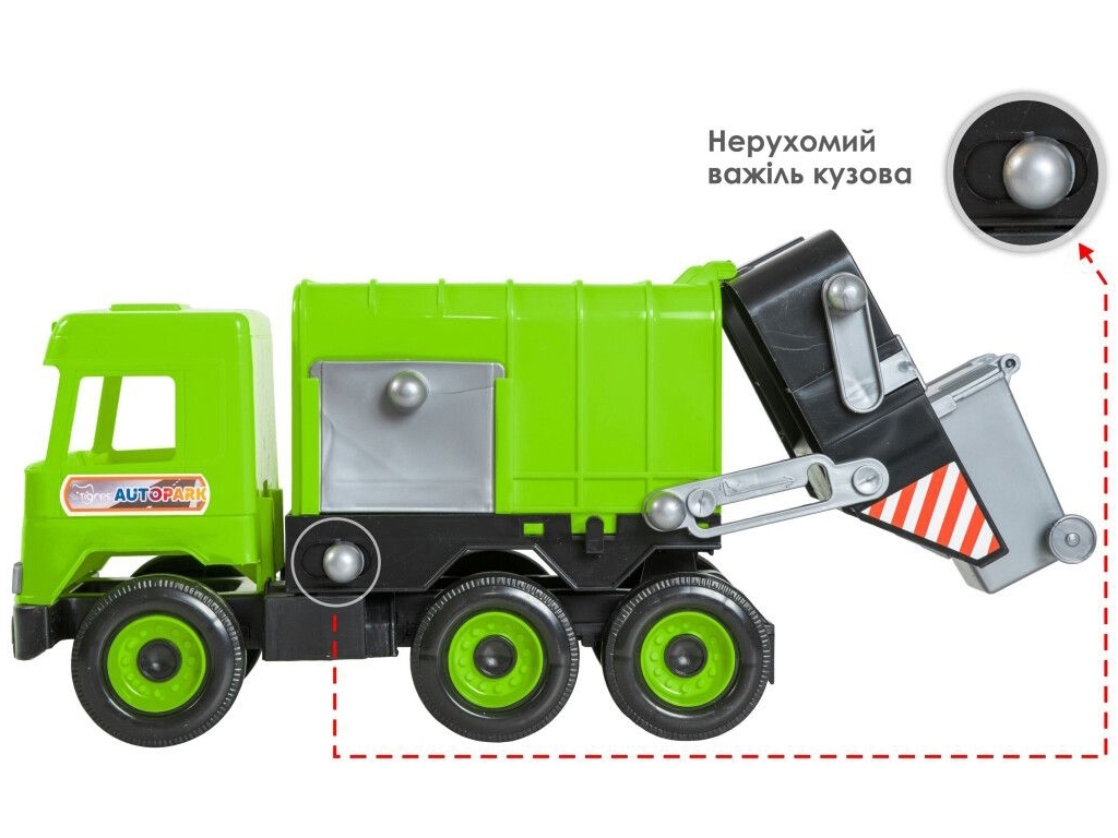 Авто Middle truck сміттєвоз світло зелений в коробці. Tigres 39484