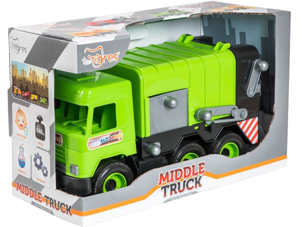 Авто Middle truck сміттєвоз світло зелений в коробці. Tigres 39484