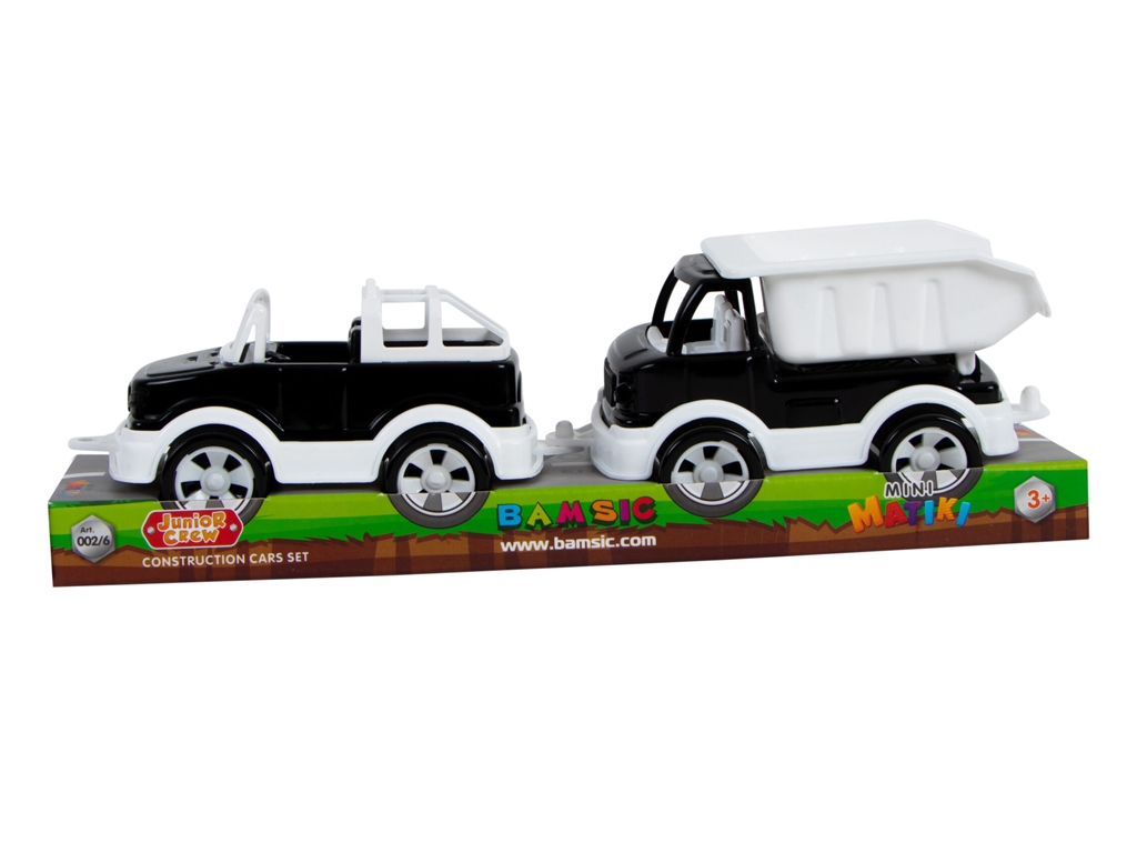 Набір машинок позашляховик і вантажівка Mini Matik 002/6, 27 см, рухомий кузов, Bamsic