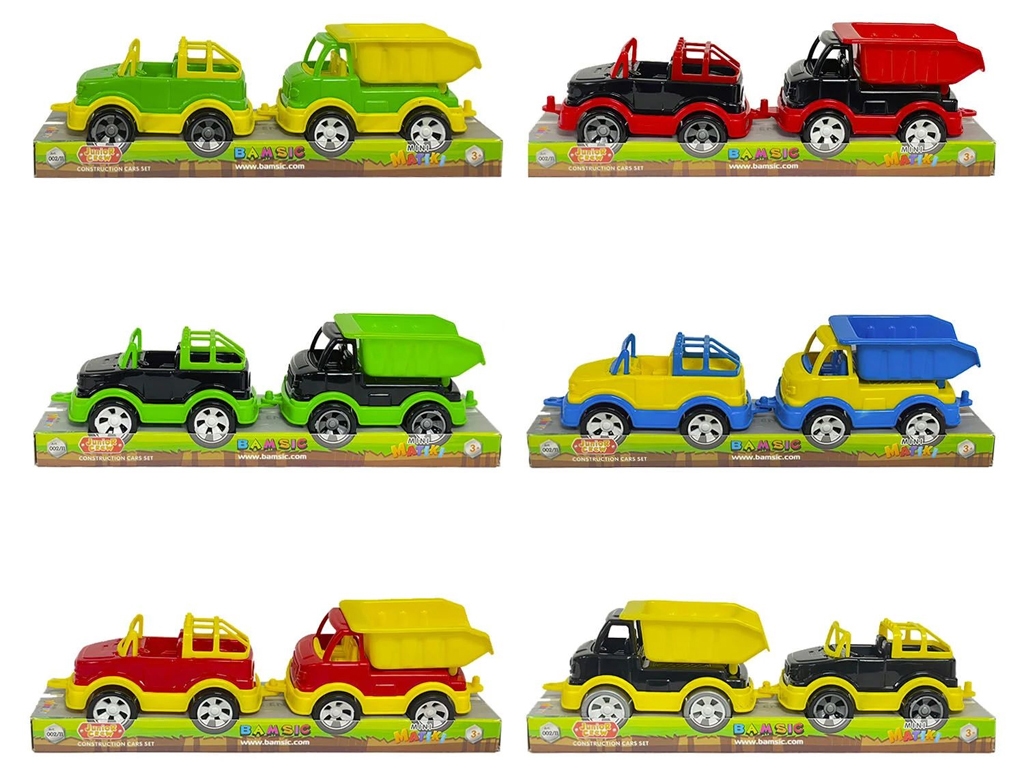 Набір машинок позашляховик і вантажівка Mini Matik 002/6, 27 см, рухомий кузов, Bamsic