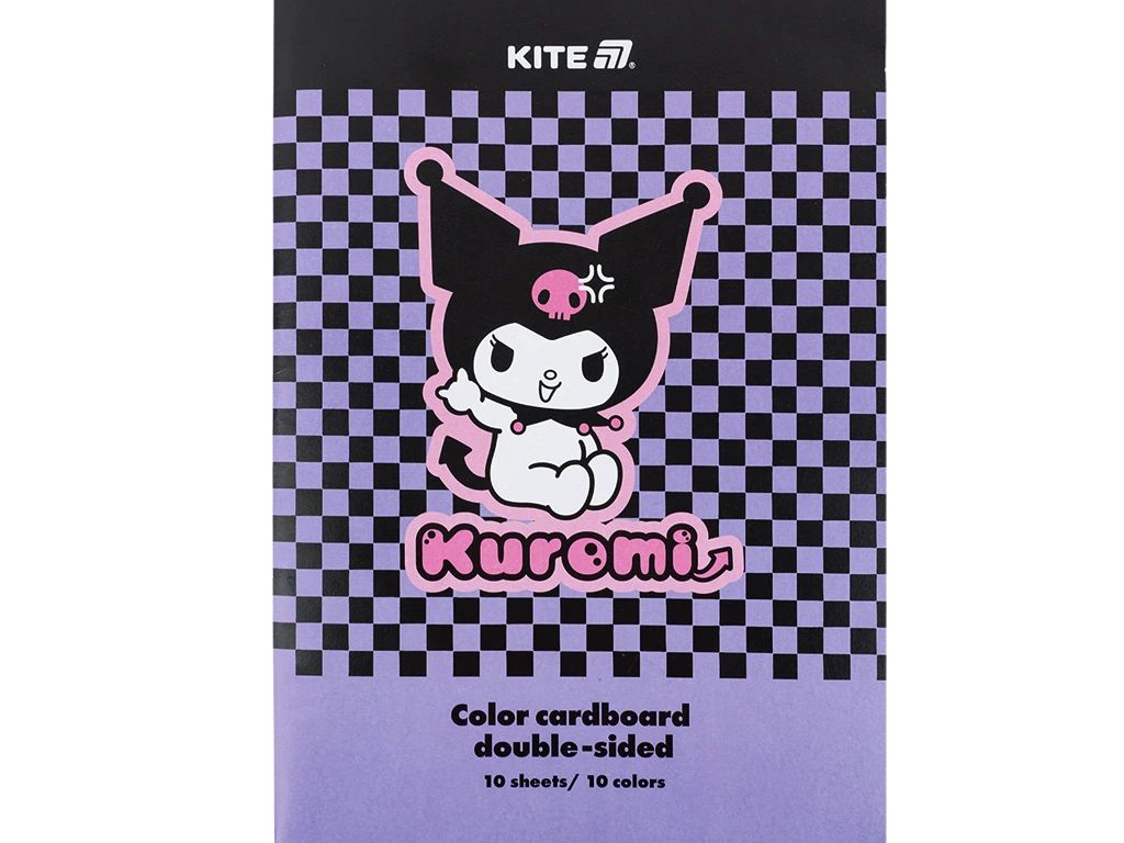 Картон кольоровий двостороній Kuromi А4, 10 аркушів, 10 кольорів, Kite