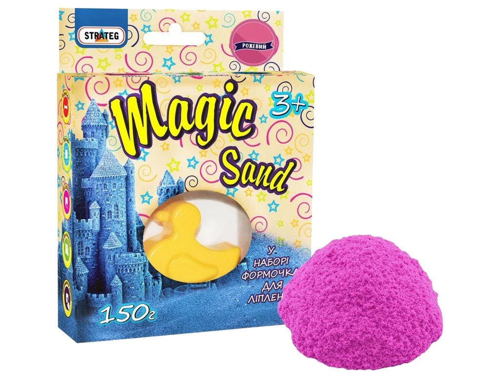 Кинетический песок с формочкой Magic Sand розовый, 150 г, для лепки, Strateg