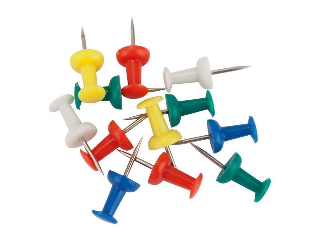 Кнопки-цвяхи канцелярські кольорові, 30 шт., Axent