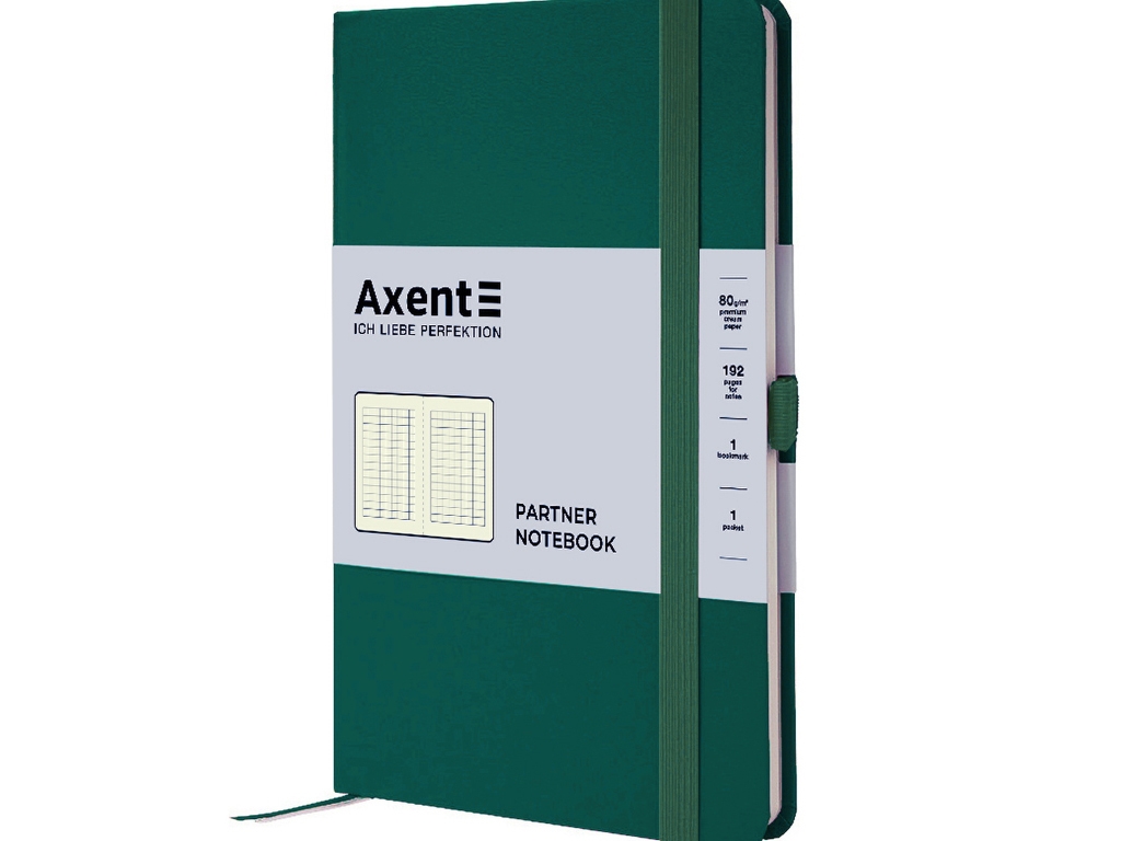 Книга записна у клітинку зелена Partner A5-. 96 аркушів. Axent 8201-61-A