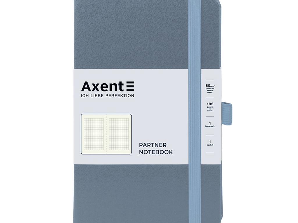 Записная книжка Axent Partner, клетка, 96 листов, серая обложка, Axent