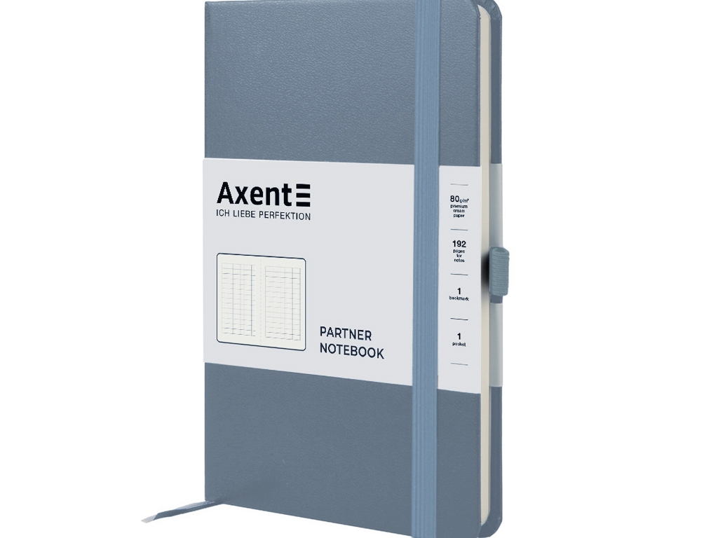 Записная книжка Axent Partner, клетка, 96 листов, серая обложка, Axent