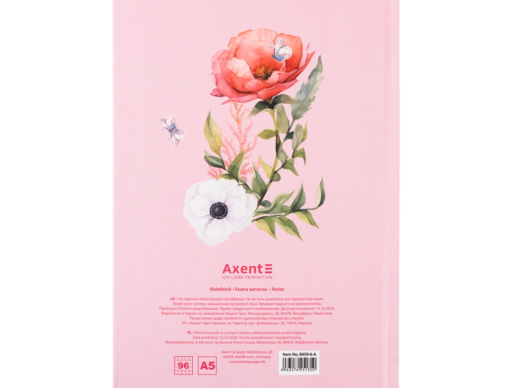 Книга записная в клетку Love А5. 96 листов. Axent 8459-6-A