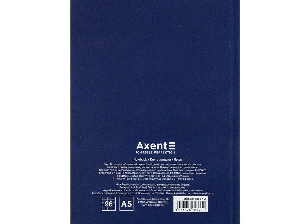 Книга записна у клітинку BE UKRAINE А5. 96 аркушів. Axent 8455-4-A