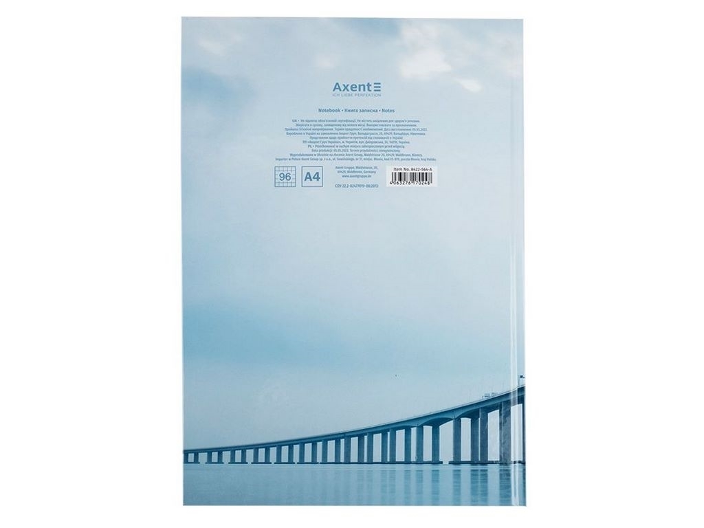 Книга записная в клетку Inspiration А4. 96 листов. Axent 8422-564-A