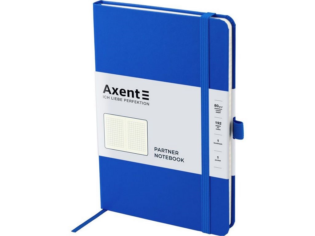 Записник Axent Partner А5, клітинка, 96 аркушів, блакитна обкладинка, Axent